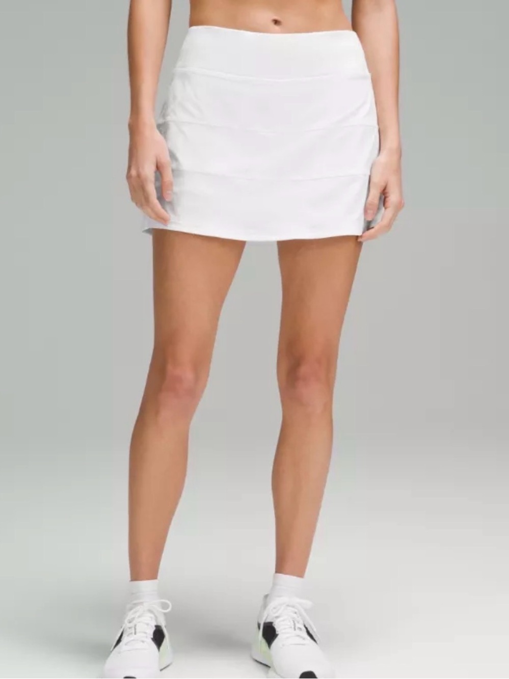 lululemon athletica women’s pace rival mid rise skirt long in color white